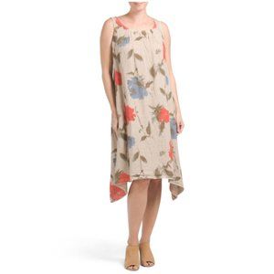 MARISA & MARIE Italy Linen Floral Cream Dress. Size M. Classy Rare